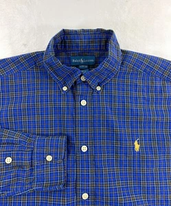 Ralph Lauren Polo Boys' Button Down Long Sleeve Blue Check Shirt Large (14-16) - Picture 1 of 9