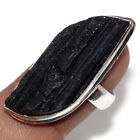 Black Tourmaline 925 Silver Plated Gemstone Ring US 7 Independence Day Gifts D32