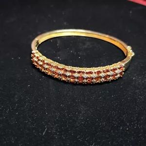 ROSS SIMMONS Armband aufklappbar Sterlingsilber Gold Vermeil rosa Topas 4 Diamanten - Bild 1 von 4