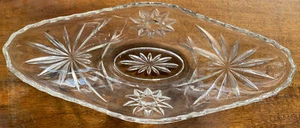 Vintage Collectible Clear Cut Crystal Faceted Elegant Pickle Condiment Dish - Picture 1 of 4