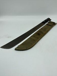 WWII Machete Knife Sword Sheffield England Canvas Sheath Bakelite Handle WW2