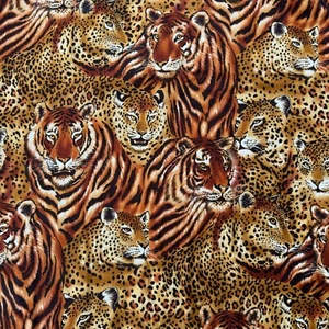 Vintage Alexander Henry Stoff Tiger Gepard Großkatzen Wildtiere 3 Yds 1996 - Bild 1 von 5