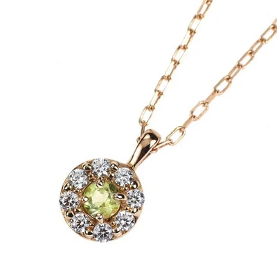 K10PG peridot cubic zirconia pendant necklace - Auth free shipping from Japan- - Image 1 of 3