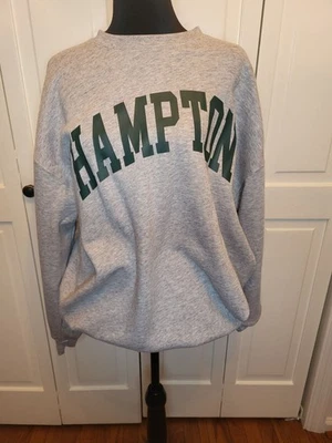 Moletom com estampa Hampton cinza/verde XL streetwear confortável aconchegante tamanho grande novo com etiquetas - Imagem 1 de 4