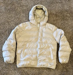 Men's Puffer Quilted Jacket Sz L Beige Stone Neutral Minimalist Coat Topman Nice - Picture 1 of 16