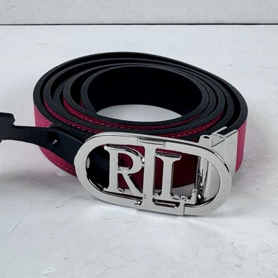 Lauren Ralph Lauren женщин двусторонний кожаный ремень 3 X розовый/черный новый с ярлыком - Изображение 1 из 4