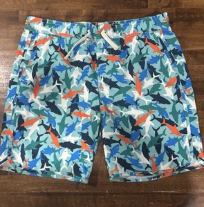 FAIR HARBOR Boys Size XL (11-12) Anchor Swimsuit Trunks Lined Shorts Reef Sharks - Picture 1 of 9