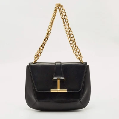 Bolso de hombro Tom Ford de cuero negro con cadena Tara Foto 1 de 4
