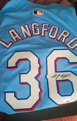 2025 Fanatics Wyatt Langford Autographed Nike Rangers Jersey W COA New With Tags - Image 1 of 4