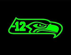 SEAHAWK 12 BIRD VINYL DECAL NEON GREEN 3.75" X 9" SEATTLE SEAHAWKS 12th MAN - Picture 1 of 1