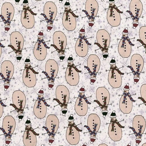 Christmas Fabric - Frosty Friends Primitive Snowman Gray - RJR YARD - Image 1 of 1