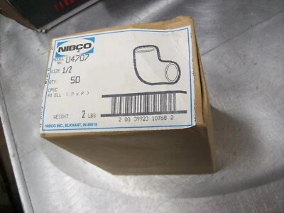 NIBCO 1/2" CPVC 90° Elbow U4707 ONE BOX OF FIFTY (50) FITTINGS
