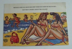 Andrew Wright 1993 Adult Humor Postcard"MICHAEL GOES ALL BLUE AND STIFF WHEN .." - Picture 1 of 6