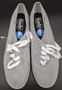 Keds Womens Champion Canvas Shoe - Size 7.5 - Black & White Basket Weave Pattern - Picture 1 of 10