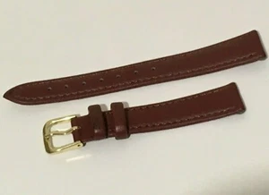 Genuine Leather Watch Strap Band Burgundy 14mm - Picture 1 of 2