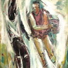 Savo Radulovic Painting Abstract Art Basketball Listed Artist 1911-1991