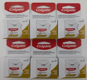 6 x Colgate Total Dental Floss Waxed Tartar Control Mint Flavour 25m NEW - Picture 1 of 3