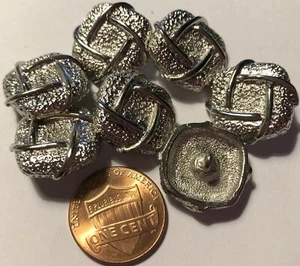 7 Heavy Square Shiny Silver Tone Metal Buttons Almost 3/4" 18.5mm US Made 6844 - Picture 1 of 1