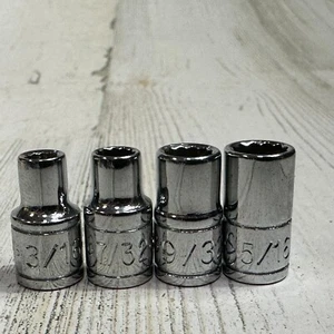 SK 1/4" Drive Socket (Set of 4) 3/16", 7/32", 9/32" & 5/16" 12pt SAE Chrome USA - Picture 1 of 8