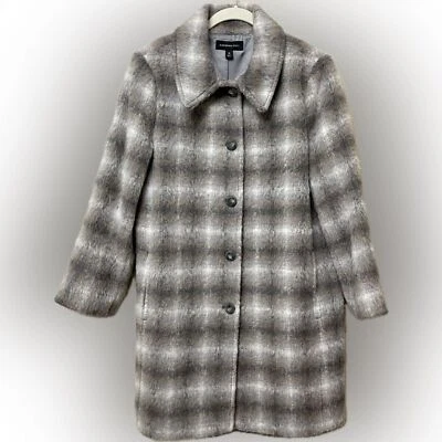 Katherine Kelly Alpaca Wool Plaid Long Coat Size 12 A Line coat. Collar & button - Image 1 of 4