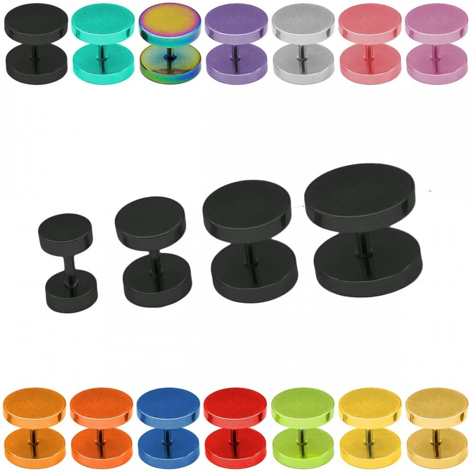 1 Paar Edelstahl Fakeplugs Fake Plug Tunnel Piercing Ohrstecker in vielen Farben - Bild 1 von 1