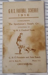 Programma calcio 1916 Greensburg High School Pennsylvania RARO 3"x4,75" - Foto 1 di 4