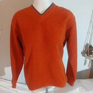 Vintage Mens Or Womans XS Vneck Orange Fleece Pullover From Gap - Picture 1 of 10