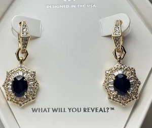 Bomb Party Sept Earrings - ER42534 Velvet Promises - Sapphire on Gold - Picture 1 of 4