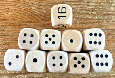 Lote de 10 dados de madera juego de troqueles de madera 1/2" bordes redondeados piezas de juego de backgammon Foto 1 de 3
