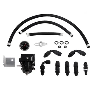 LokoCar Adjustable Fuel Pressure Regulator Kit Oil 0-100psi Gauge -6AN 6AN Black - Picture 1 of 12