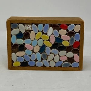 Vintage Japanese Wooden Trinket Box with Natural Stone Inlay - Picture 1 of 7