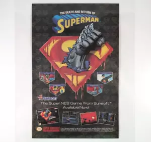 1994 The Death and Return of Superman SNES Sunsoft Vintage Video Game Ad Promo - Picture 1 of 6