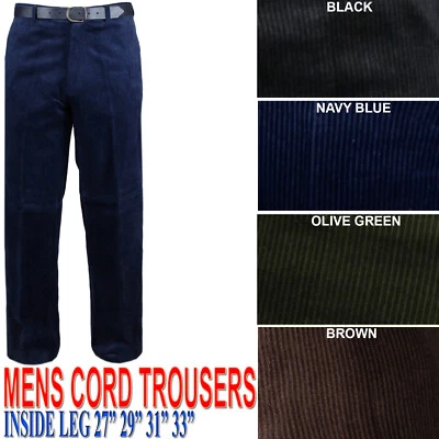 STYLO MENS CORDUROY CORD TROUSERS COTTON FORMAL CASUAL SMART BIG PLUS BELT POCKET PANT