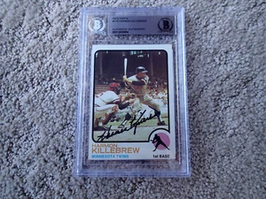 1973 Topps #170 HARMON KILLEBREW Signed AUTO BECKETT COA HOF Minnesota Twins - Picture 1 of 1