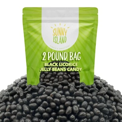 SUNNY ISLAND Black Licorice Jelly Beans Candy, Classic Flavor, 2-Pound Bag