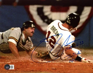 SID BREAM SIGNED AUTOGRAPHED 8x10 PHOTO + THE SLIDE ATLANTA BRAVES BECKETT BAS - Picture 1 of 2