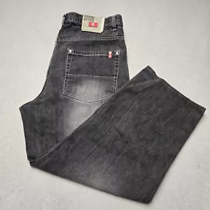 Vintage Y2K Southpole Red Tab Black Gray Baggy Wide-Leg Jeans 40x30 - Picture 1 of 22