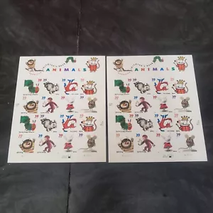 Lot of 2  Favorite Childrens Book Animals Postage Stamps .39 Cent x 16 Stamps - Picture 1 of 4