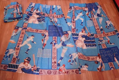 4 cortinas plisadas vintage Sears de béisbol MLB pellizco 24" x 45" ~ ENVÍO GRATUITO~ Foto 1 de 4