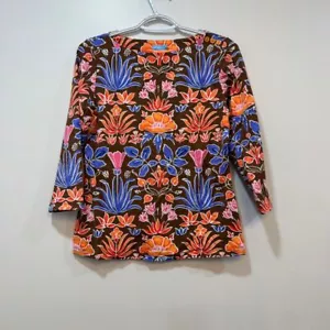 J McLaughlin Damen Wavesong Top klein Buntglas Blumen Catalina braun NEU - Bild 1 von 7