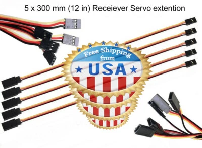 5 X 300mm Servo Extension Lead Wire Cable For RC Toys Receiver to Servo Adapter. - Image 1 of 4