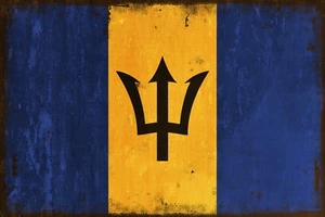 Barbados Flag, Aged Look Image printed on a New Metal Sign - Picture 1 of 5
