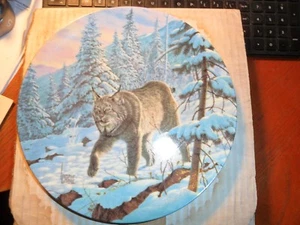 Placa de coleccionista The Lynx 1989 8" Edwin Knowles China con certificado de autenticidad - Imagen 1 de 2