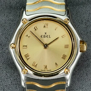 Ebel Women's Wave Two-Tone Stainless Steel Quartz Watch w/ Gold Dial 18208008 - Picture 1 of 6