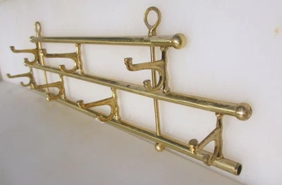 Ganchos de latón vintage perchero perchas para sombreros retro dorado gancho ajustable 21,5" W Foto 1 de 4