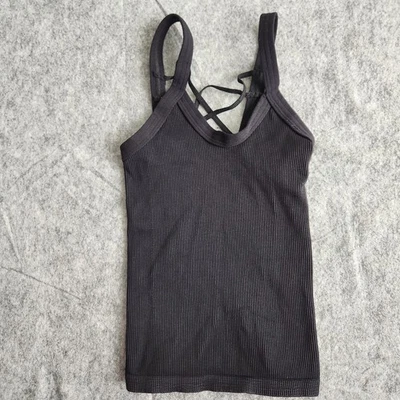 Camiseta sin mangas larga Free People Movement Happiness Runs con tiras para mujer XS negra gimnasio Foto 1 de 4