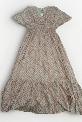 Maxi Vestido New World Market Rust Arenisca Algodón Caftán L/XL Boho Nuevo con Etiquetas Foto 1 de 4