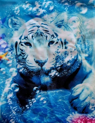 Traje de baño Op Girls de una pieza talla L/G 10-12 blanco tigre multicolor Foto 1 de 4