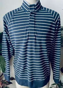 EUC!!B.DRADDY BLUE&WHITE STRIPE 1/4 ZIP PULLOVER GOLF CLUB LOGO SHIRT* XL - Picture 1 of 6
