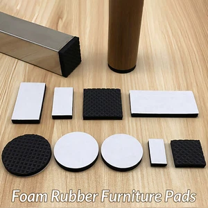 Black Foam Rubber Furniture Pads Self Adhesive Sticky Feet Back Floor Protector - Picture 1 of 42